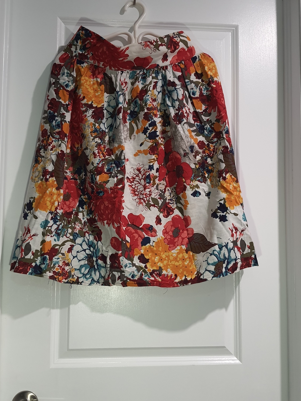 Floral A-Line Skirt in Red, Yellow & Blue